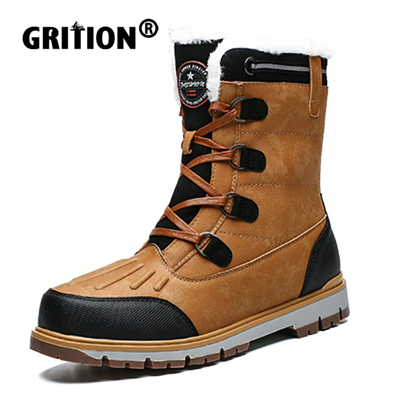 

GRITION Mens Hiking Boots 2021 Winter Fur Snow Ankle Shoes Non Slip Keep Warm Trekking Hunting Outdoor Mountain Shoes Size 47