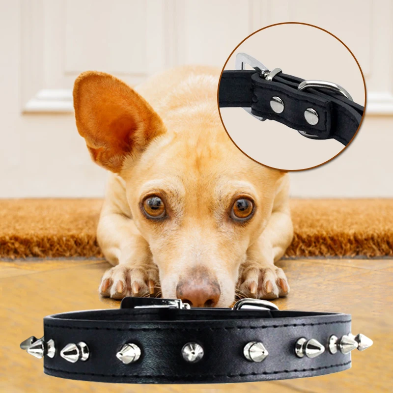 Светодиодные ошейники для собак из искусственной кожи с шипами ошейник