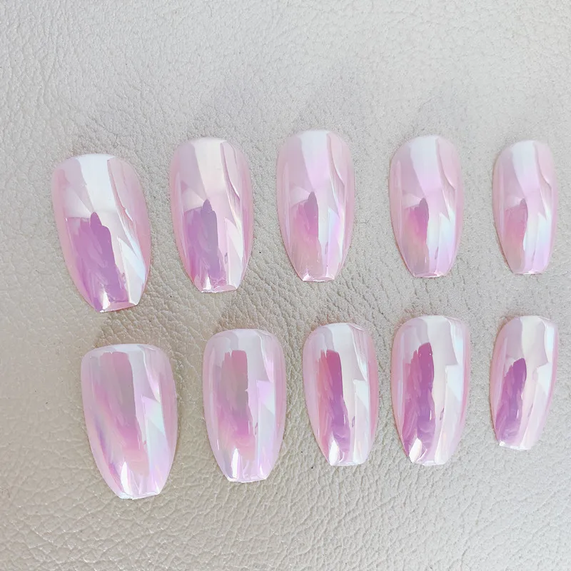 

24pcs Popular Durable Ladies DIY Flame Fake Nails Aurora Girl Long Style Art Tips Decorative false nail tips with glue