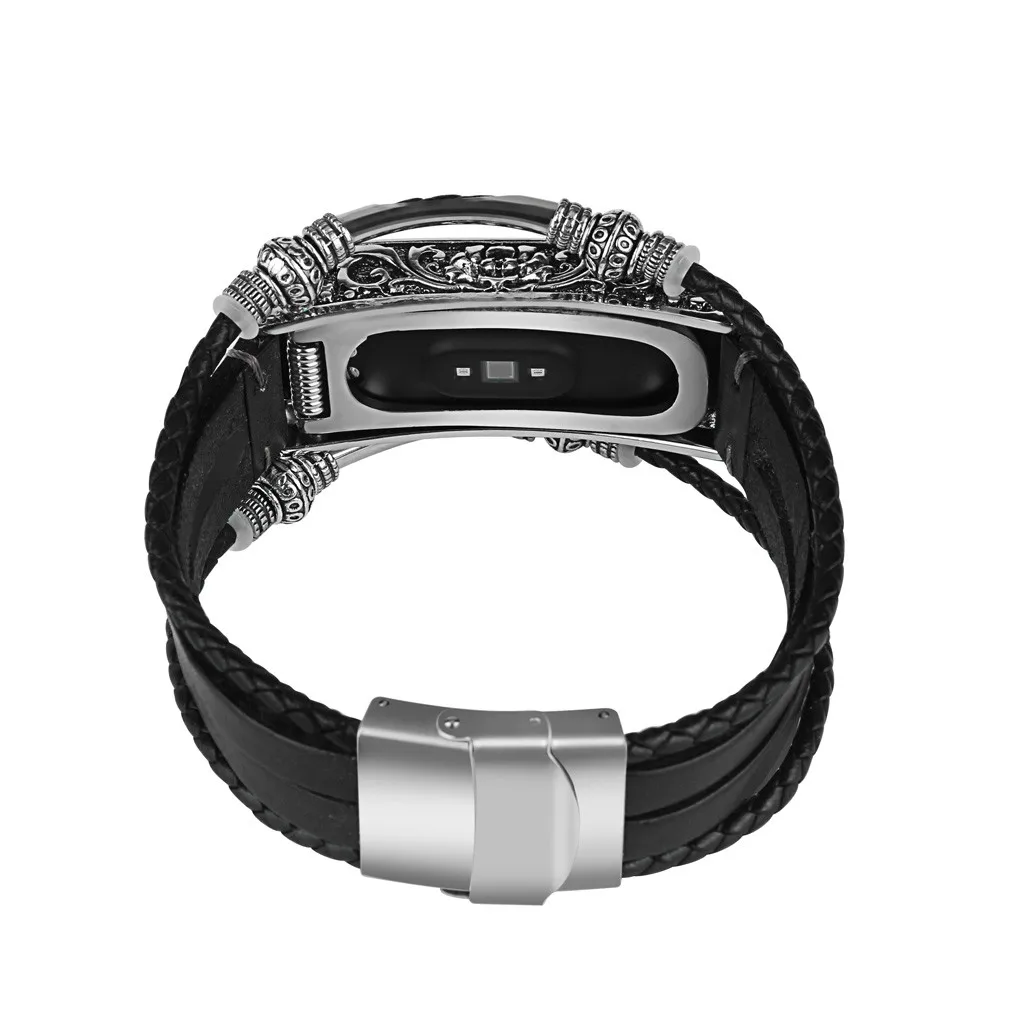 Кожаный ремешок в стиле ретро для смарт часов Xiaomi Mi Band 4 с классическим