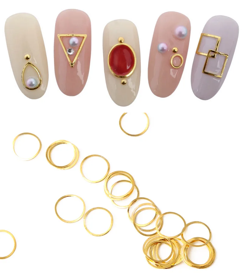 Kalvaro Nail DIY 3D украшения для дизайна ногтей Золото Серебро Аксессуары для маникюра пирсинг Золотое металлическое кольцо наклейки для ногтей 12 сеток/коробка для ногтей