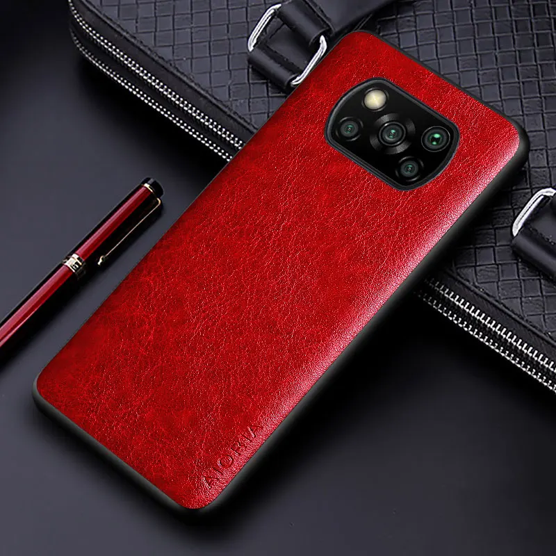 luxury pu leather case for xiaomi poco x3 nfc x3 pro with business solid color design phone cover for xiaomi poco x3 pro case free global shipping