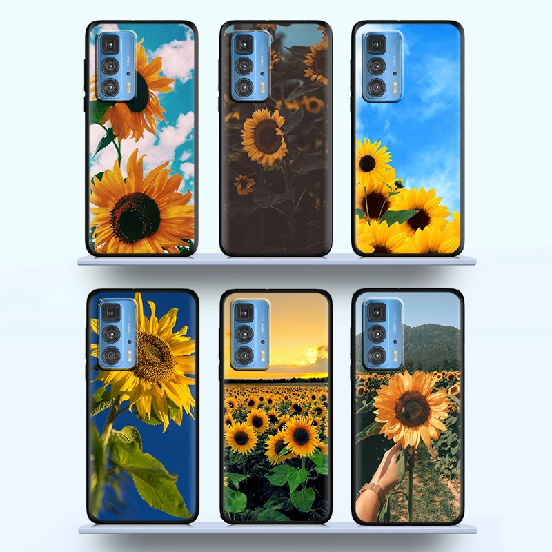 

Sunflower Flower Helianthus for Motorola Moto Edge G50 G60S E20 20 G10 E7i G40 X3 E6S E6i Pro Power 5G Black Phone Case Cover