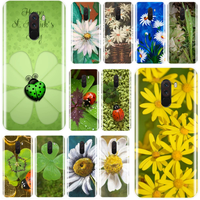 Чехол с четырьмя листьями Божья коровка чехол маргаритками Мягкий силиконовый