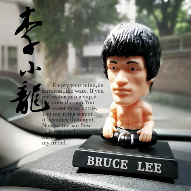 

Bruce Lee Chinese Kung Fu Superstar Shake Head Car Accessories Cartoon Car Dashboard Toys Office Accessories Gifts Collections