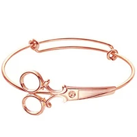shears scissor bangle stacking open adjustable expandable wire bangle bracelet for hairdresser seamstress shear cuff bangle
