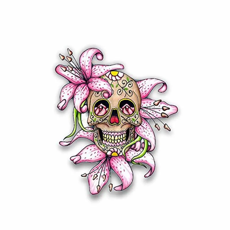 

Fashion Personality Reflective Flower Sugar Skull Funny Car Stciker Decal Sunscreen Waterproof Cover Scratches PVC 9.8CM*11.5CM