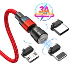 Магнитный кабель AUFU Micro USB C, кабель для быстрой зарядки и передачи данных, Магнитный зарядный кабель для iPhone, Xiaomi, Samsung, мобильный телефон шнур