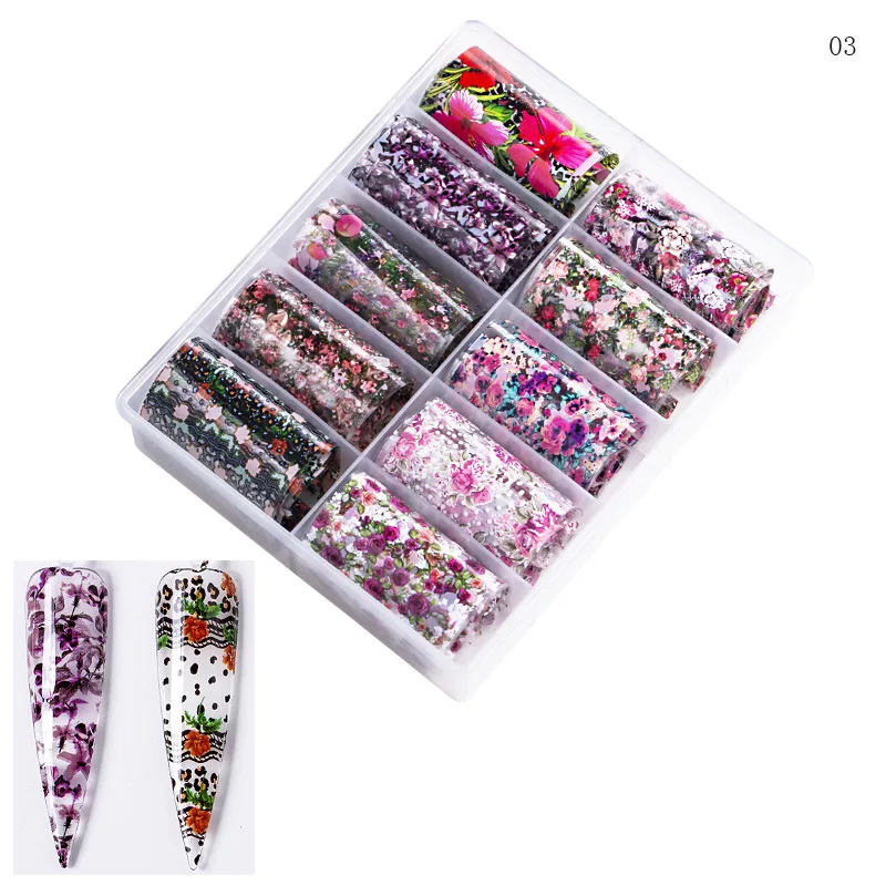 New Christmas Series Suit Nail Transfer Foil Paper Sticker Leopard Print Flower Nail Foil Transfer Starry Sky Decals  10 Mixed