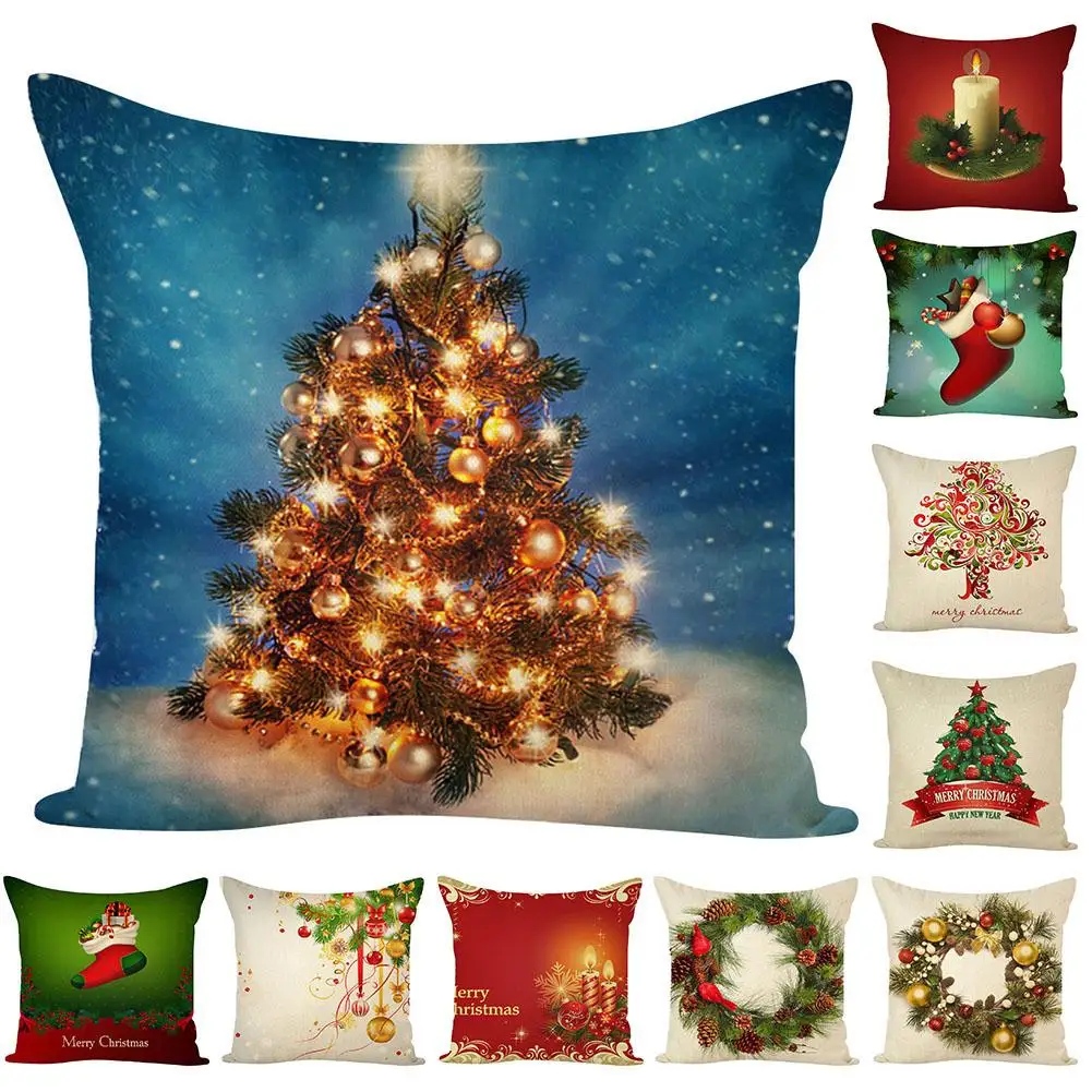Новогодний Рождественский чехол для подушки 45*45 наволочки декоративных подушек