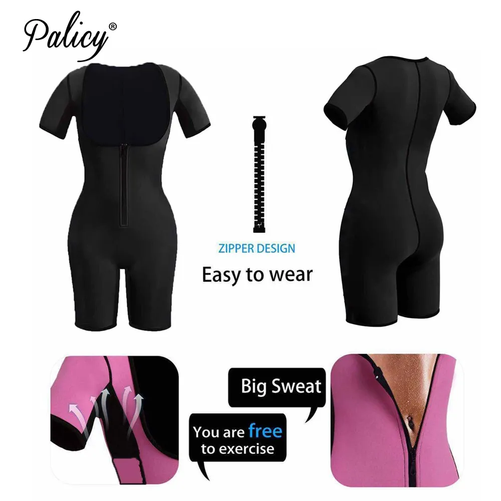 Горячая неопрена сауна спортивный костюм с длинными рукавами Body Shaper ultra Sweat Вес потери Bodysui грудью похудения Пояс для талии Корректирующее белье с застежкой-молнией