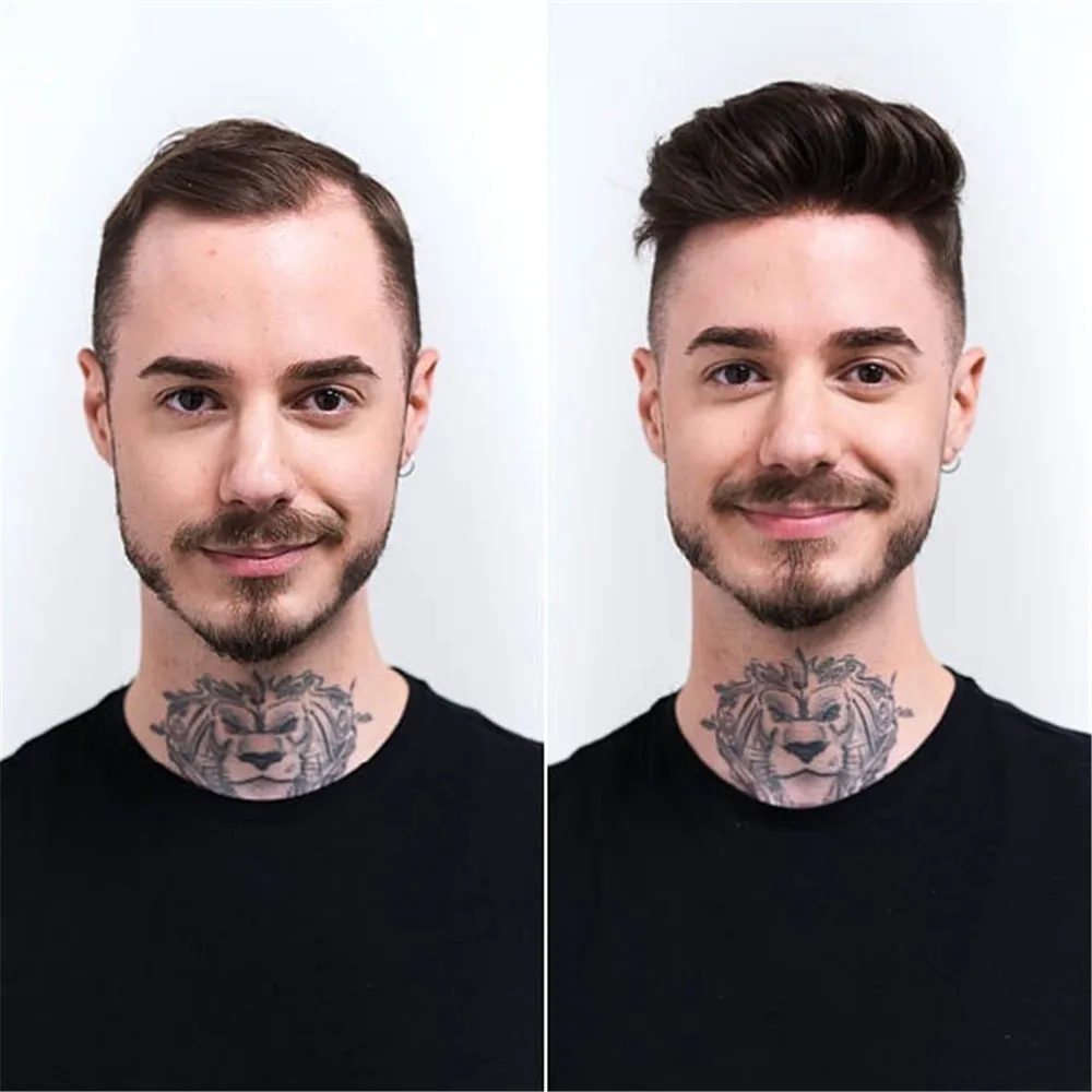 Парик EVAGLOSS для мужчин натуральная линия волос стиль Q6 Мужская система s кружевной