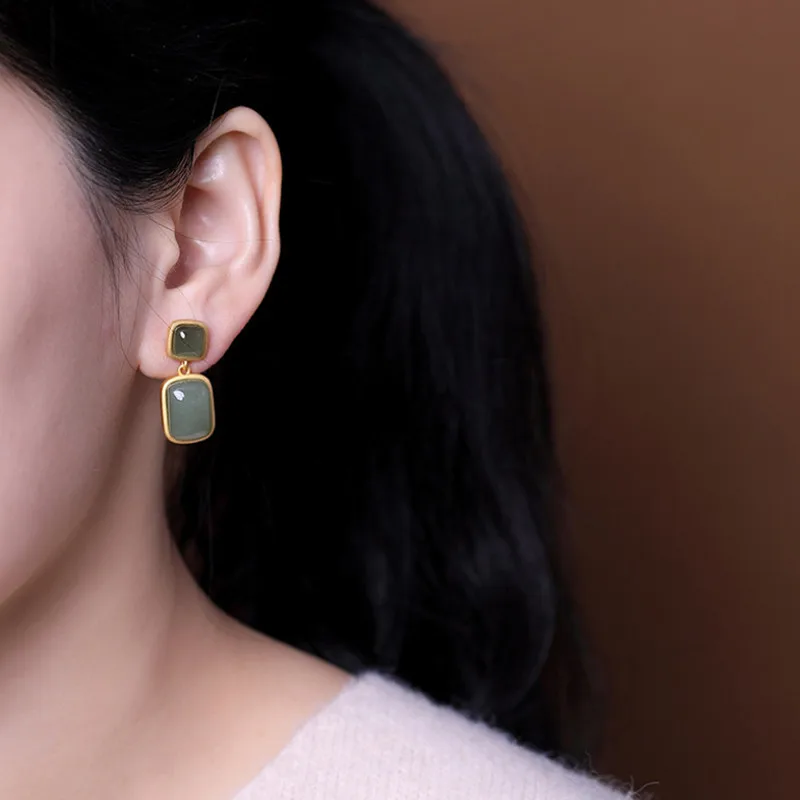 Женские Простые Геометрические Квадратные серьги без геля золотые и белые