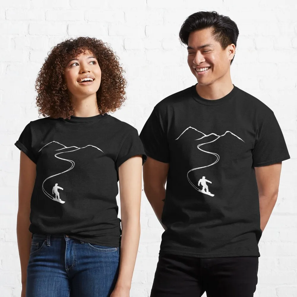 

Tops T Shirt Women Snowboarding Snowboarder Mountain Design Classic T-Shirt