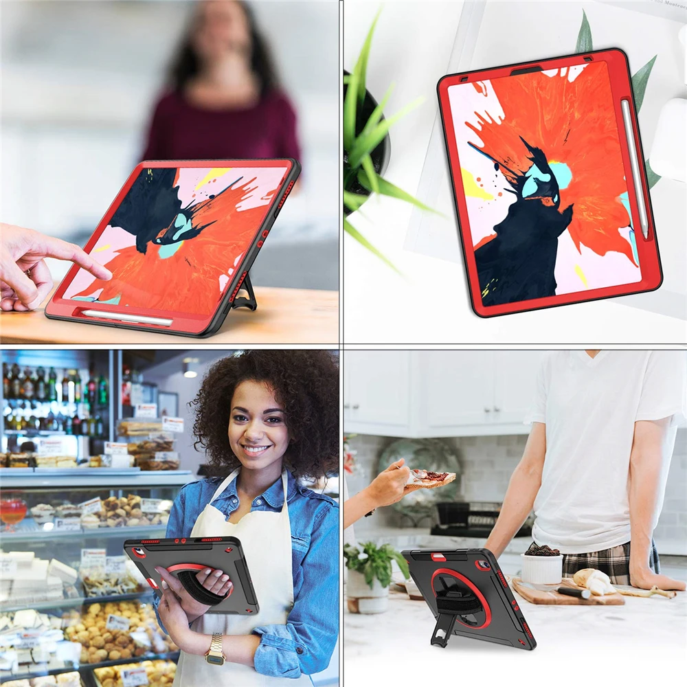 Чехол-накладка для планшета iPad Pro 12,9 дюйма 3-го поколения с держателем карандаша и поворотом на 360, ручной аксессуар для ремня FTLBX