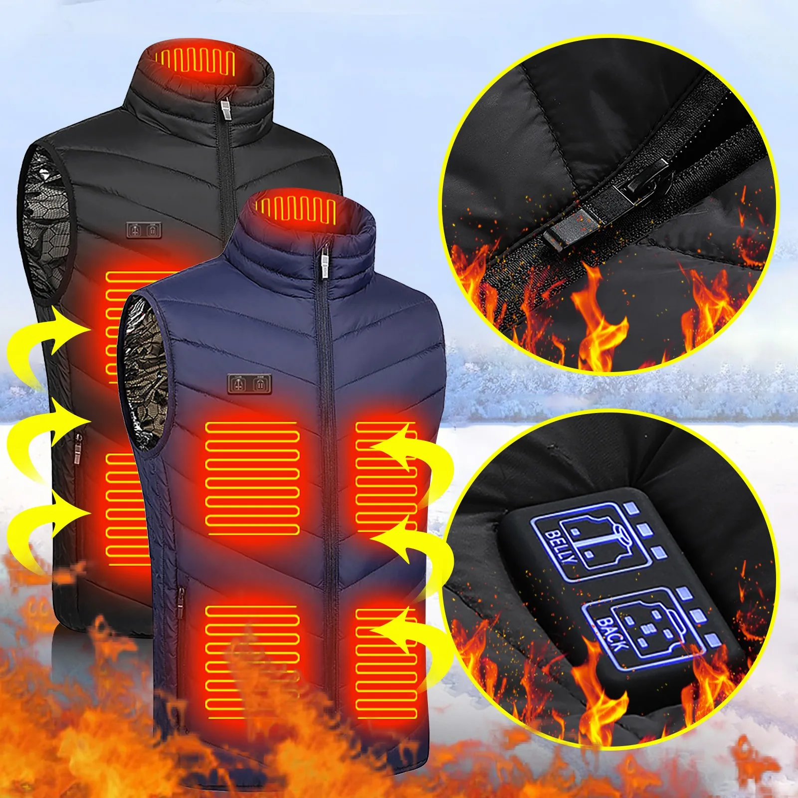 

Newly Upgraded Dual Control 11 Electric Heating Vest Thickened Constant Temperature Intelligent Men Women Thermal Outdoor Vest