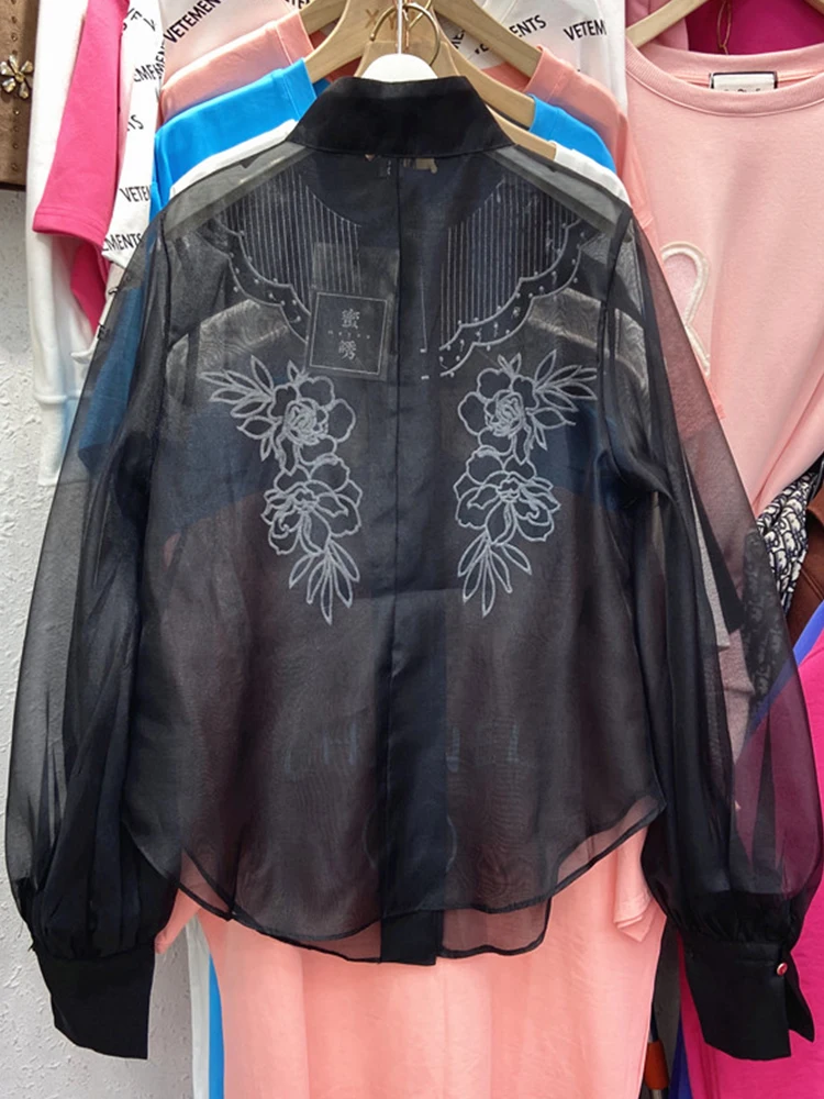 

Heavy craftsmanship, embroidery, geometric pattern, perspective, loose shirt, ladies, autumn new fashion, versatile tops