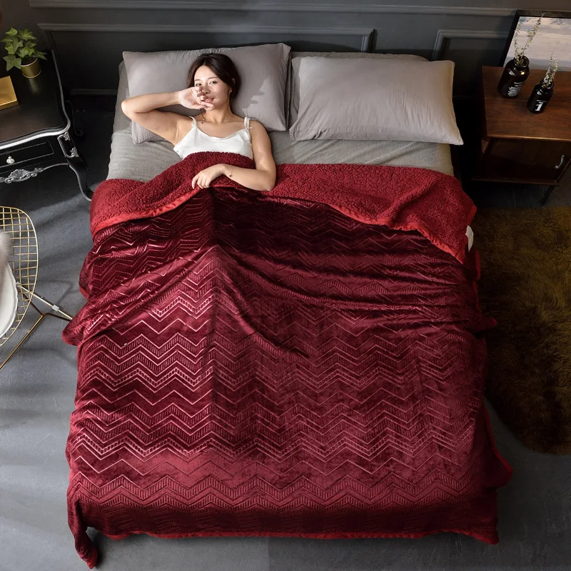 Fannel Solid Thickening Winter Blanket for Bed Soft Fleece Household Luxury | Дом и сад
