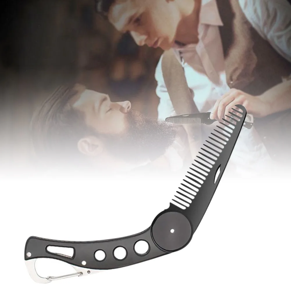 Портативная Мужская карманная Расческа для бороды Складная Щетка бритья усов из