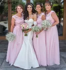 Кружевные платья подружки невесты 2021, розовое платье без рукавов длиной до пола, шифоновое платье подружки невесты с молнией, платья для свадебной вечеринки