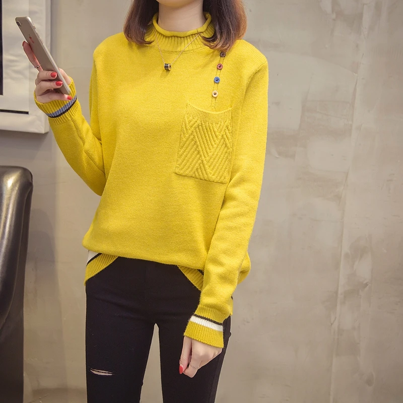 

Свитер женский вязаный, с цветочной вышивкой, Осень-зима, 2019