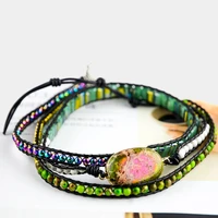 vintage leather bracelets natural stone wrap bracelets for men and women tree boho friendship bracelet handmade jewelry