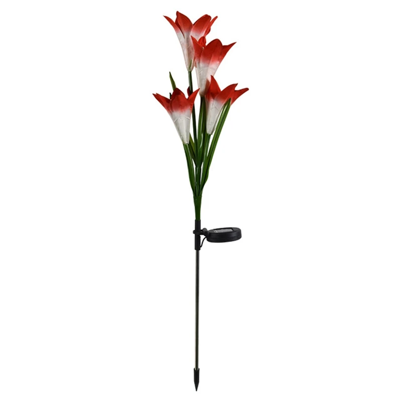 

6 Pack Outdoor Solar Garden Flower Stake Lights Multi-Color Changing Lily Solar Flower Decorative Lights for Patio Yard