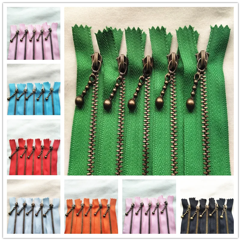 

5pcs 3 # 40cm (16inch) Classic Bronze Dropper High Quality Closed Tail Zipper