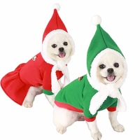 christmas dog costume pet cat clothes warm fleece dress with hat set winter xmas wedding apparel french bulldog clothing outfit