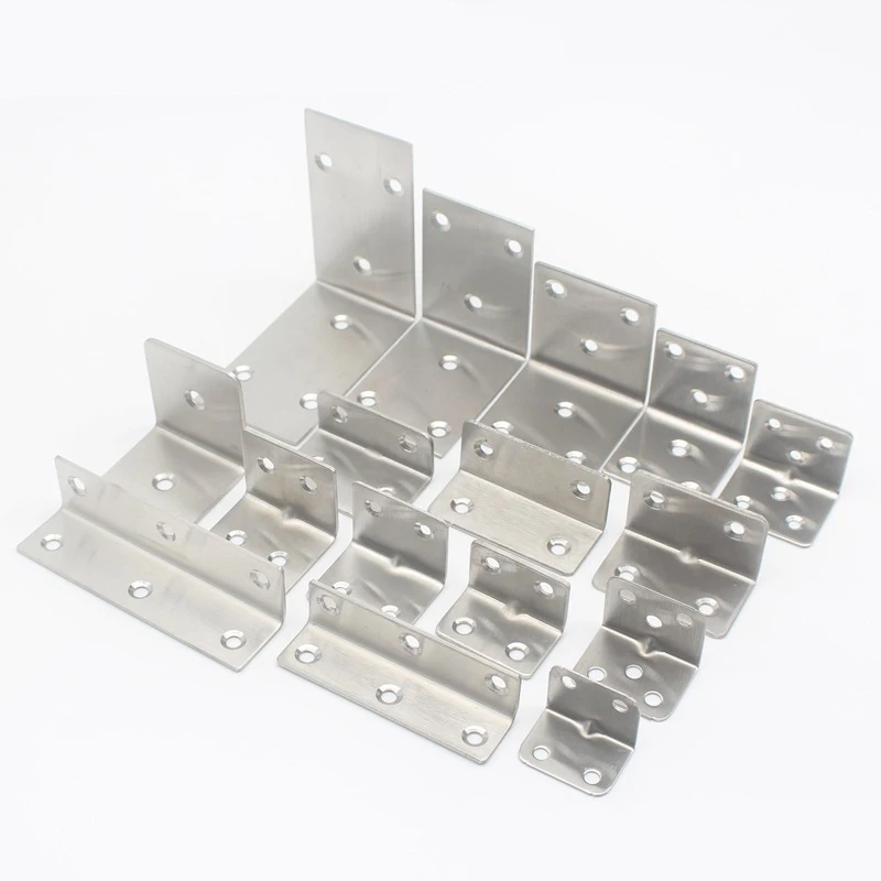 

6pcs Stainless Steel Corner Code Right Angle Fixed Bracket Block Angle Furniture Connection Hardware 0.8 1.5 2.0 2.5 mm Six Hole
