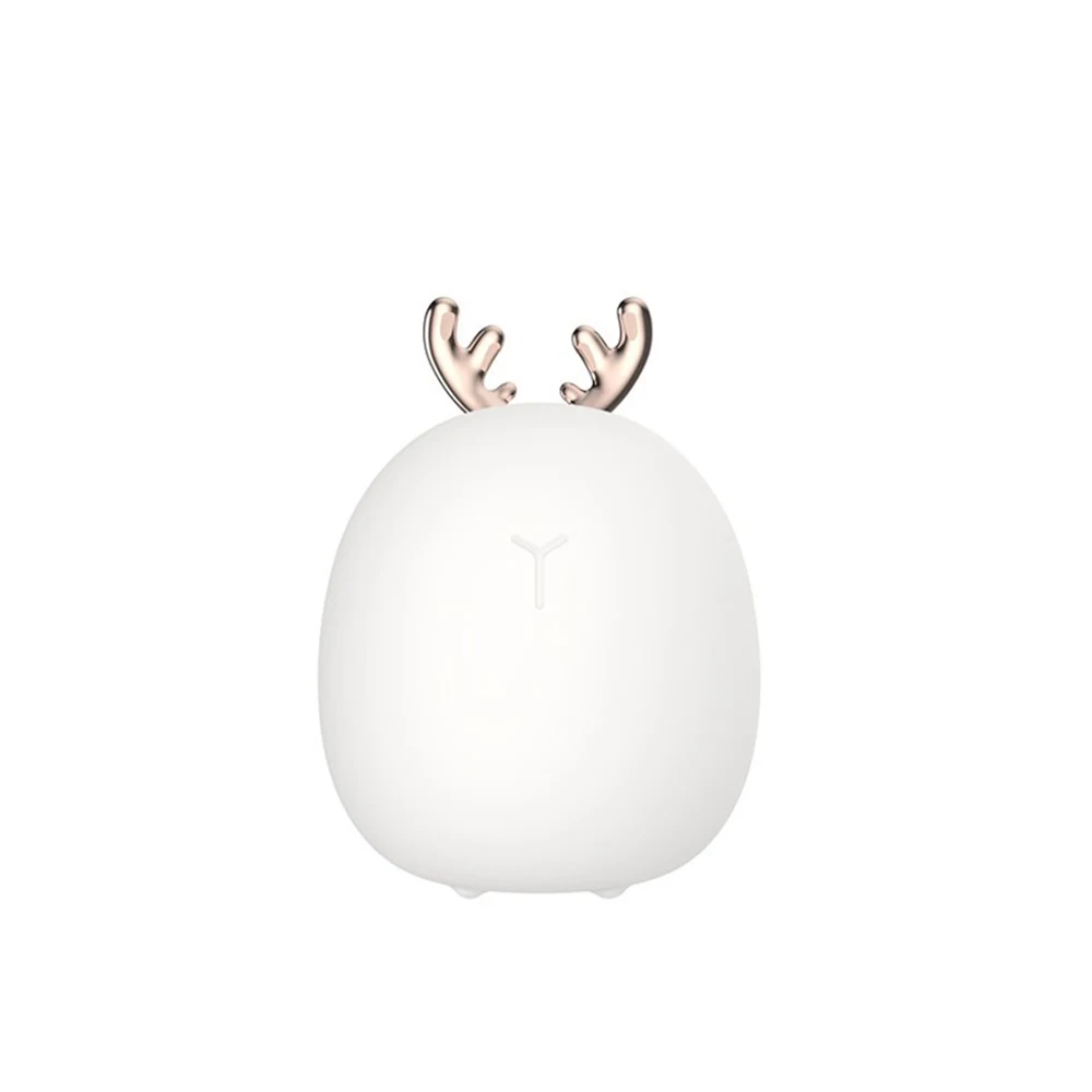 Deer Светодиодный ночник с регулируемой яркостью, силиконовый мультяшный светильник с животными, USB, Перезаряжаемый для детей, подарок для малышей, прикроватная тумбочка для спальни, гостиной - Испускаемый цвет: Deer