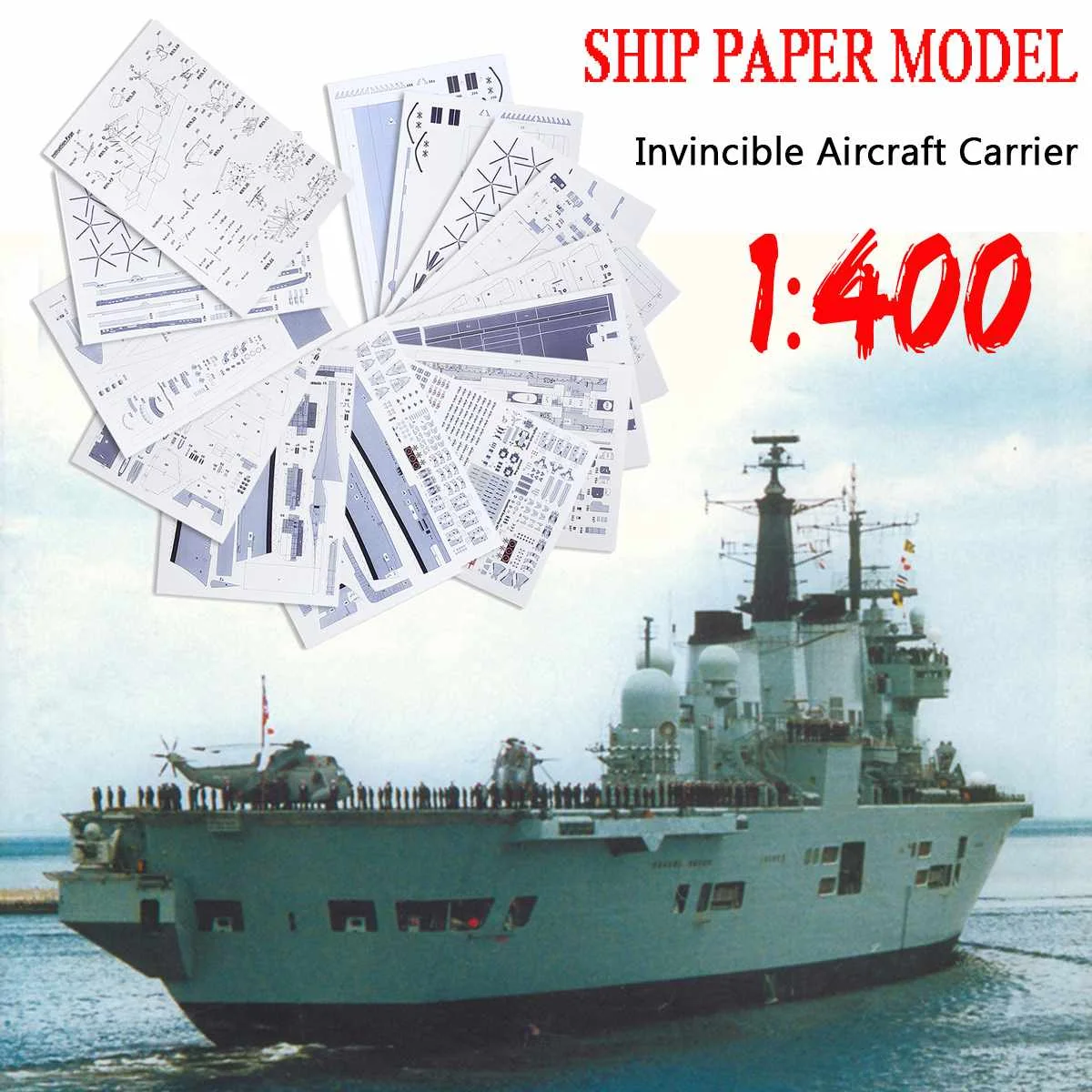 

Scale 1:400 Mini DIY 3D Military Ship Model Aircraft Carrier Ship 3D Paper Model Card Handmade Art Toy Birthday Gift 52cm