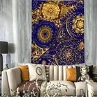 Цветной большой гобелен с мандалой, Настенный декор в стиле бохо, Триппи, полиэстер, хиппи, солнце, луна, фермерские ковры, декор для спальни, чакра