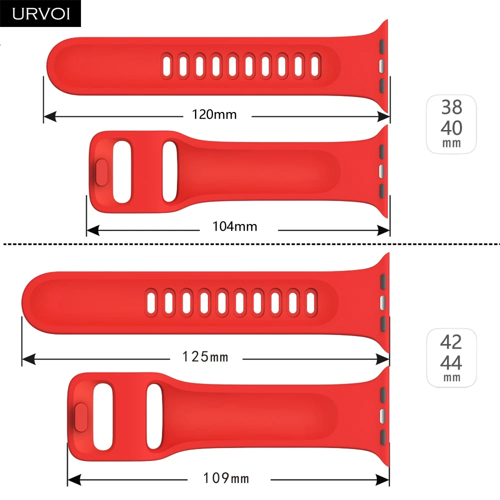 Ремешок спортивный URVOI для Apple Watch series 7 6 SE 5 4 3 2 1 силиконовый браслет iWatch 41 мм 45