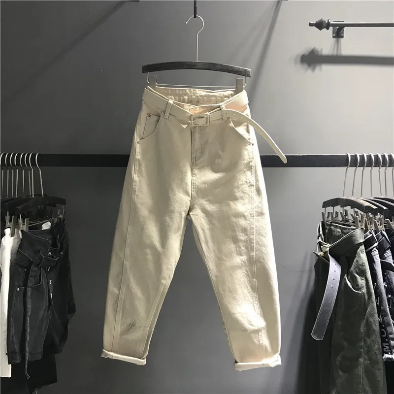 Джинсы для женщин в стиле бойфренд длинные штаны шаровары хлопковые легкие на