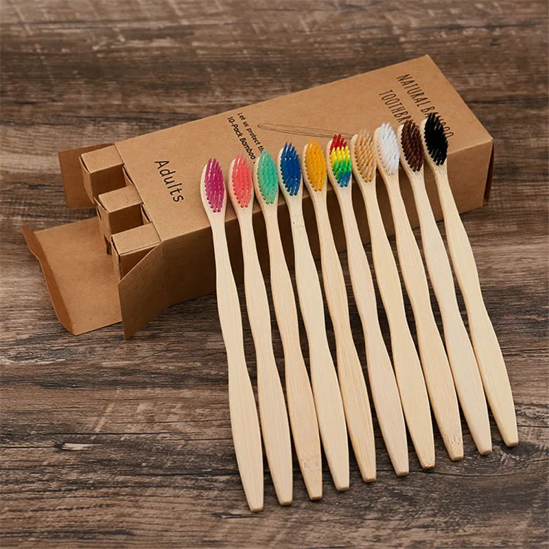 

10pcs Colorful Bamboo Toothbrush Set Hand Bristles Charcoal Zero Waste Manual ToothBrushes Eco Friendly Products Oral Hygiene