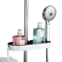 bathroom shelf stand storage rack organizer anti bacteria multifunction rectangle shower shelf lifting rod no drilling removable