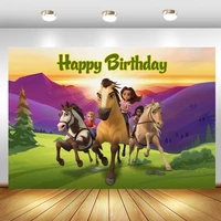 spirit riding free backdrop horse kids happy birthday party photography background photo studio photocall props decor banner