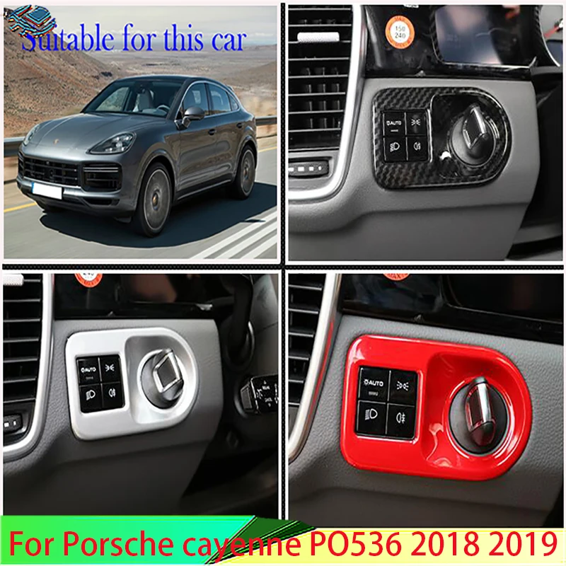 

For Porsche cayenne PO536 2018 2019 Car Accessories ABS Head Light Switch Button Control Panel Cover Trim Bezel