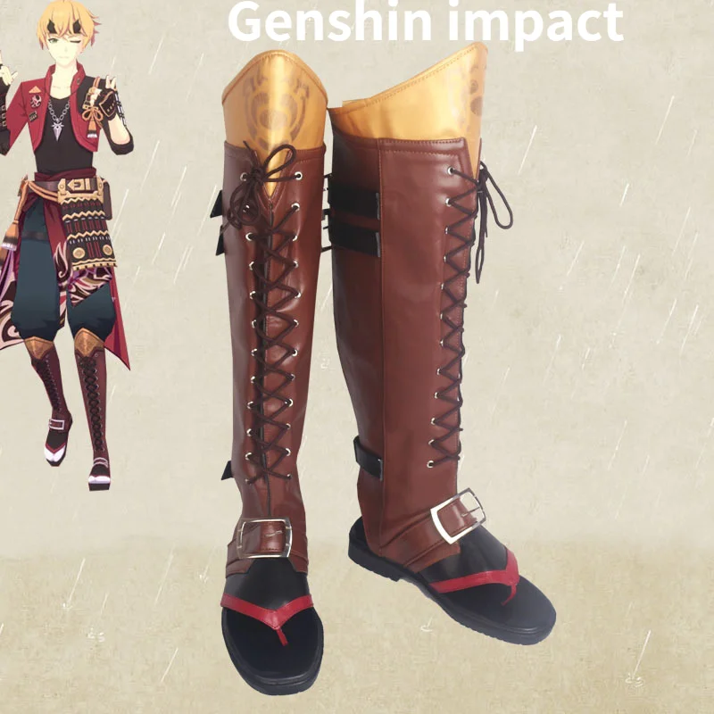 Аниме игра Genshin Impact Thoma Goro косплей обувь модные пользовательские косплей сапоги Размер 35-45 унисекс косплей сапоги обувь