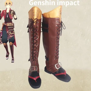 Anime Game Genshin Impact Thoma Goro cosplay shoes Fashion Custom Cosplay boots 35-45 Size Unisex Co in USA (United States)