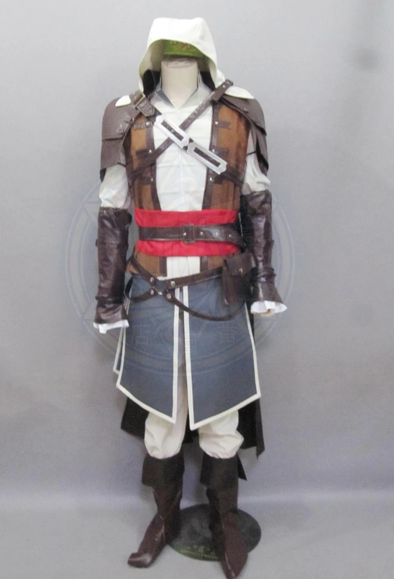 (QYY-034) Hallween Assassin's Creed 4 Black Flag Edward Kenway Pirate Uniform Cosplay Costume
