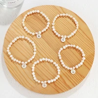 fashion freshwater pearl shell letter bracelet for women a z name alphabet initial bangle bracelet charm trend jewelry gift