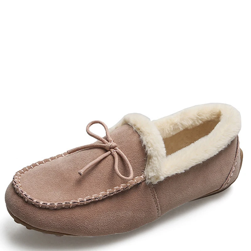 

Slippers Women Home Shoes Ladies Fluffy Slides Bow Decore Warm Faux Fur Footwear Female Winter Indoor Slippers Round Toe Flats