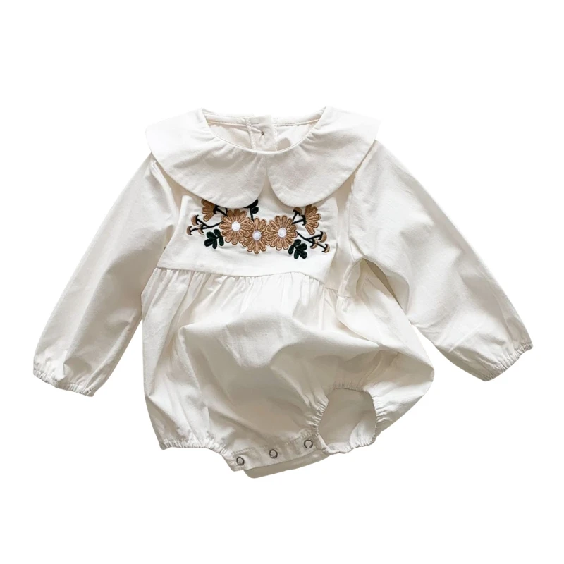 

Spring Infant Baby Girl Embroidery Romper Long Sleeve Bodysuit Newborn One-Piece Outfits 0-2Years