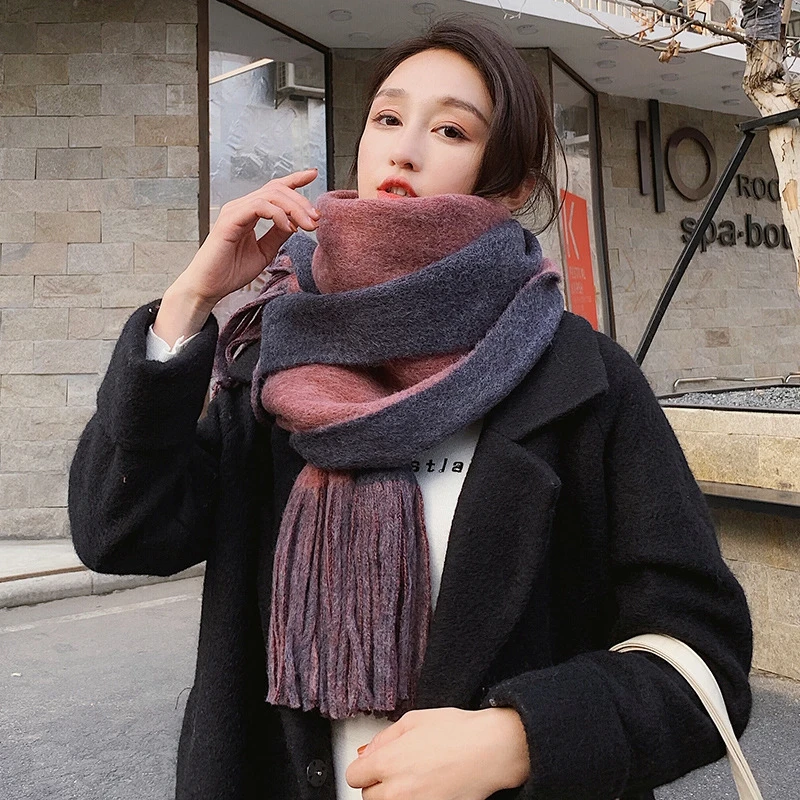 Женский шарф-Пашмина Модный мягкий кашемировый шарф с кисточками зима 2019 |