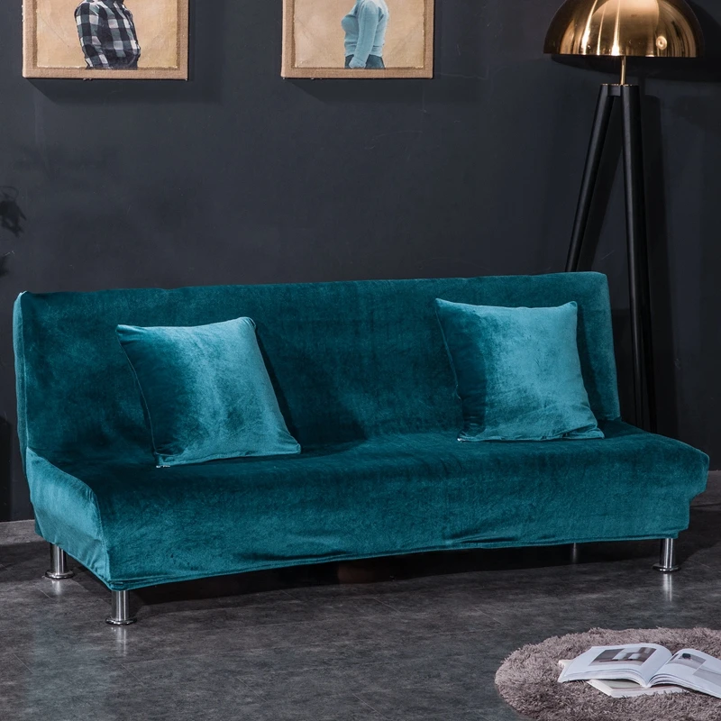 

Solid Color Armless Sofa Cover Stretch Sofa Bed Slipcover Protector Elastic Spandex Modern Folding Couch Sofa Settee Covers