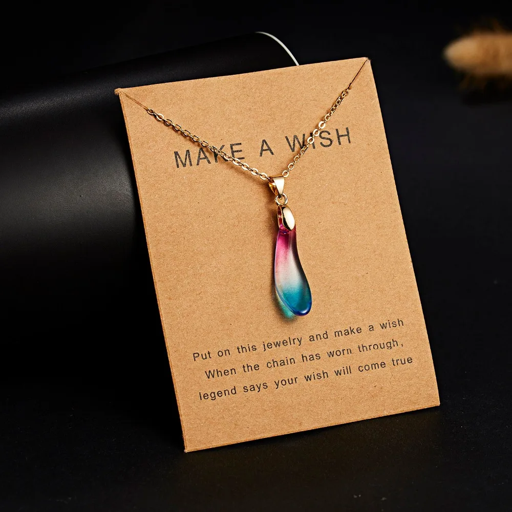 Wish Card, чокер с медальоном с камнем, ожерелье для женщин, Золотая цепочка, ожерелье, Женский дружеский подарок, ювелирные изделия
