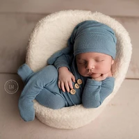 newborn photography props button overalls pants baby photo shoot romper outfit hat accessories bebe shooting boy clothes set