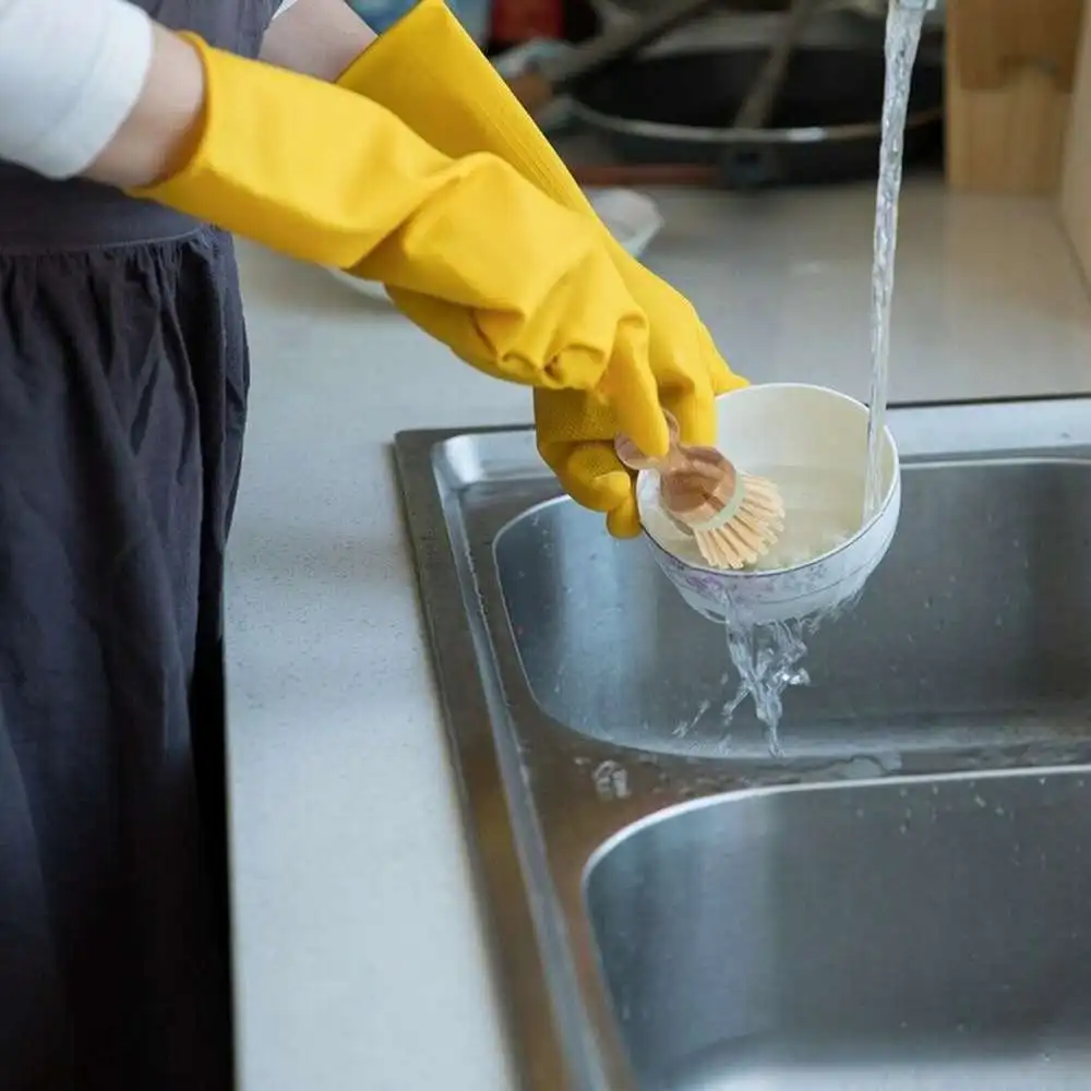 

2 Pcs Bamboo Pot Brush Round Mini Scrub Brush Natural Scrub Brush Wet Cleaning Scrubber For Washing Dishes Pots Pans Vegetables